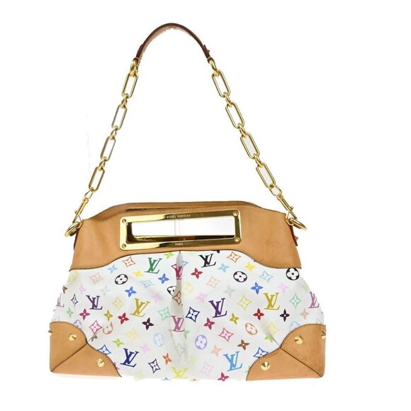 LOUIS VUITTON Judy GM Chain Hand Bag Monogram Multi Leather White M40253 41RF575 - Picture 1 of 16